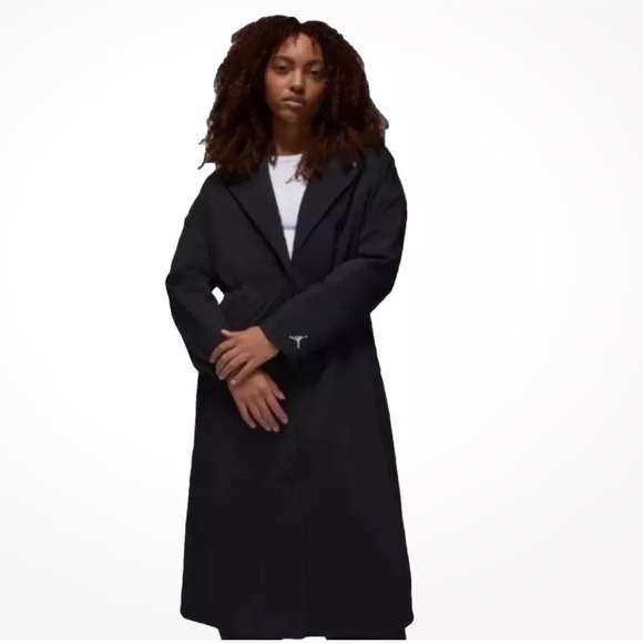 Nike Coat Air Jordan Black Size M long Jacket Trench - Picture 3 of 8